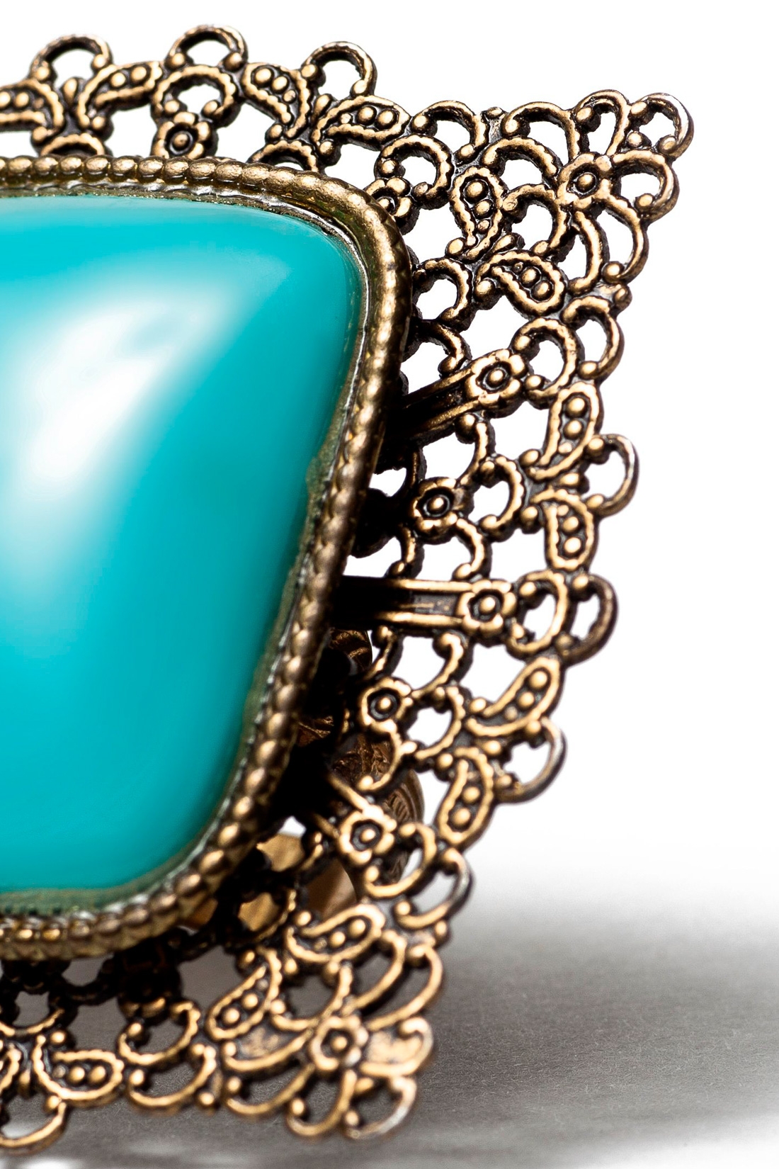Turquoise Filigree Squared Ring-Haute Tramp Vintage Costume Jewelry