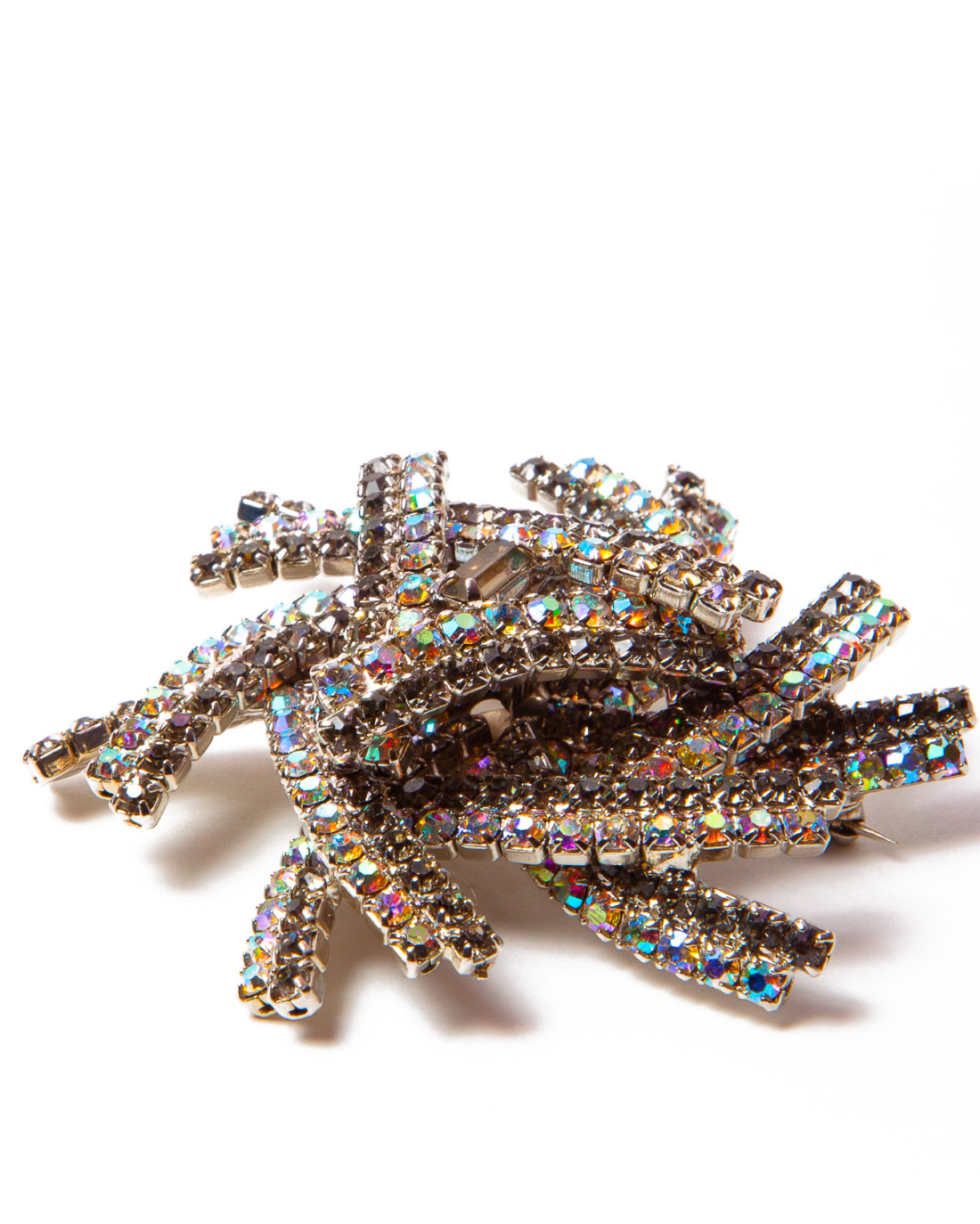 Black Diamond Swarovski and AB Crystal 3D Star Brooch, circa 1960's