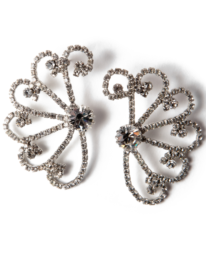 Vintage Once Upon a Flourish Sparkling Diamanté Earrings of Splendor, circa 1950’s