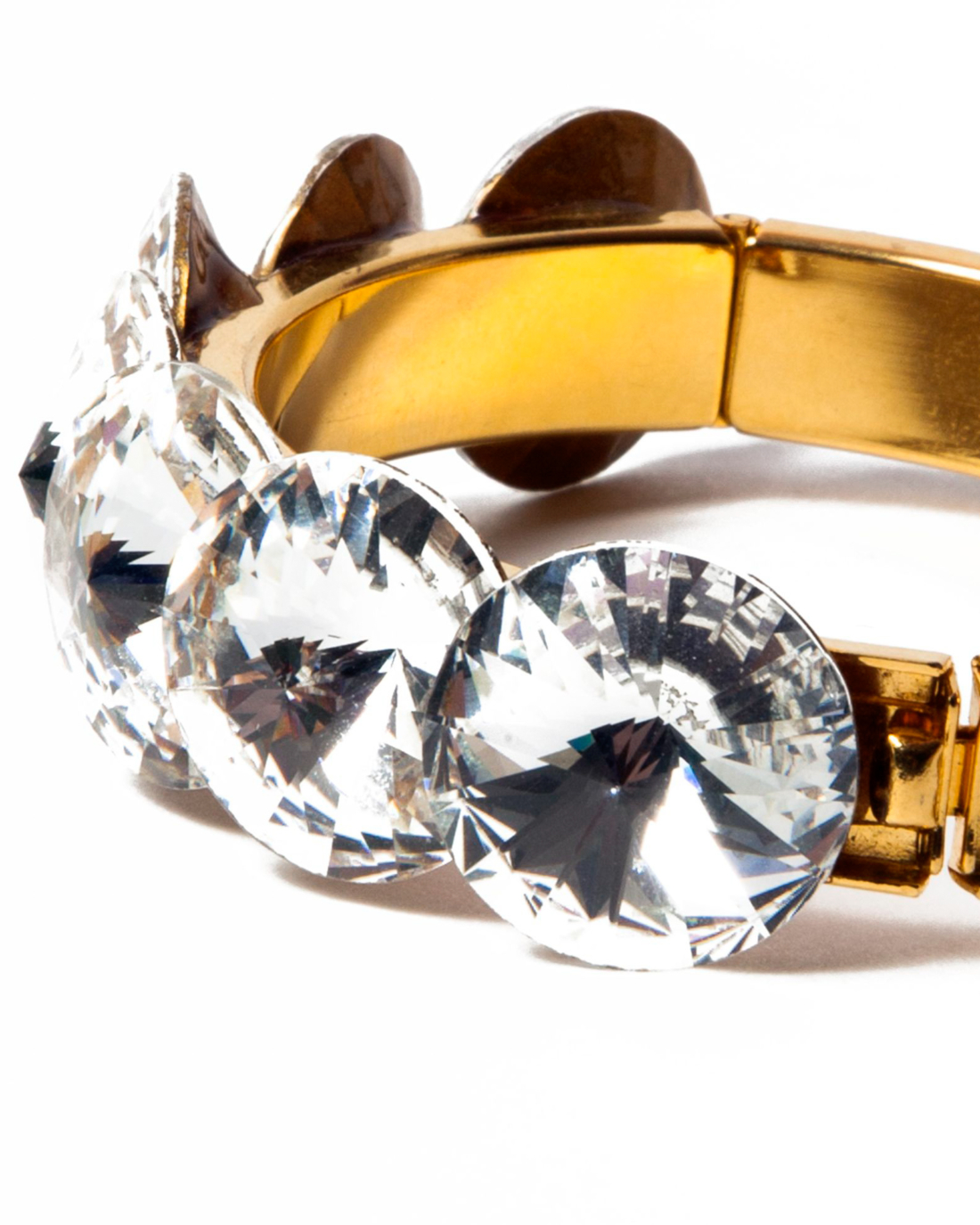 Diamante Rhinestone Gold Hinged Bracelet,