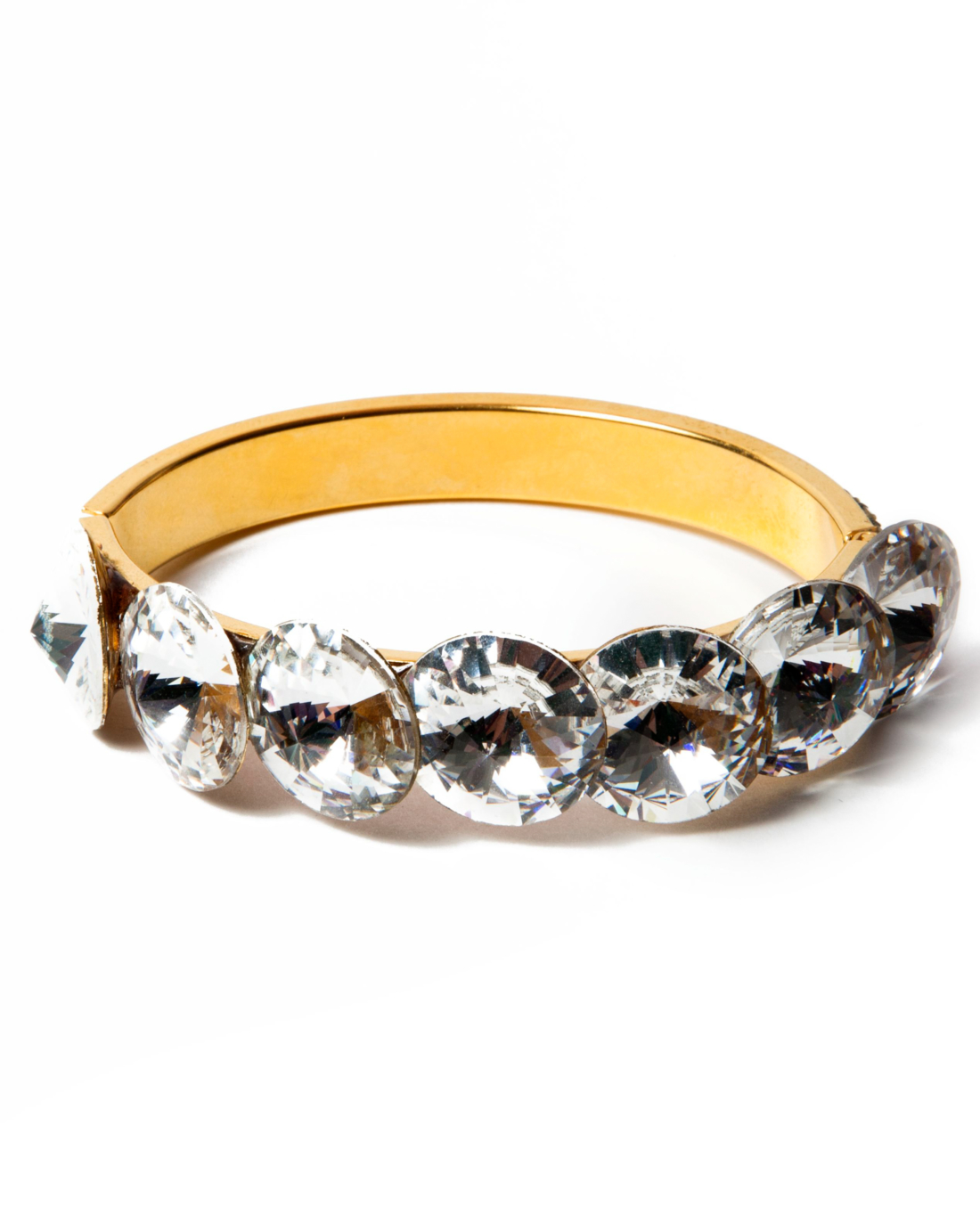 Diamante Rhinestone Gold Hinged Bracelet,