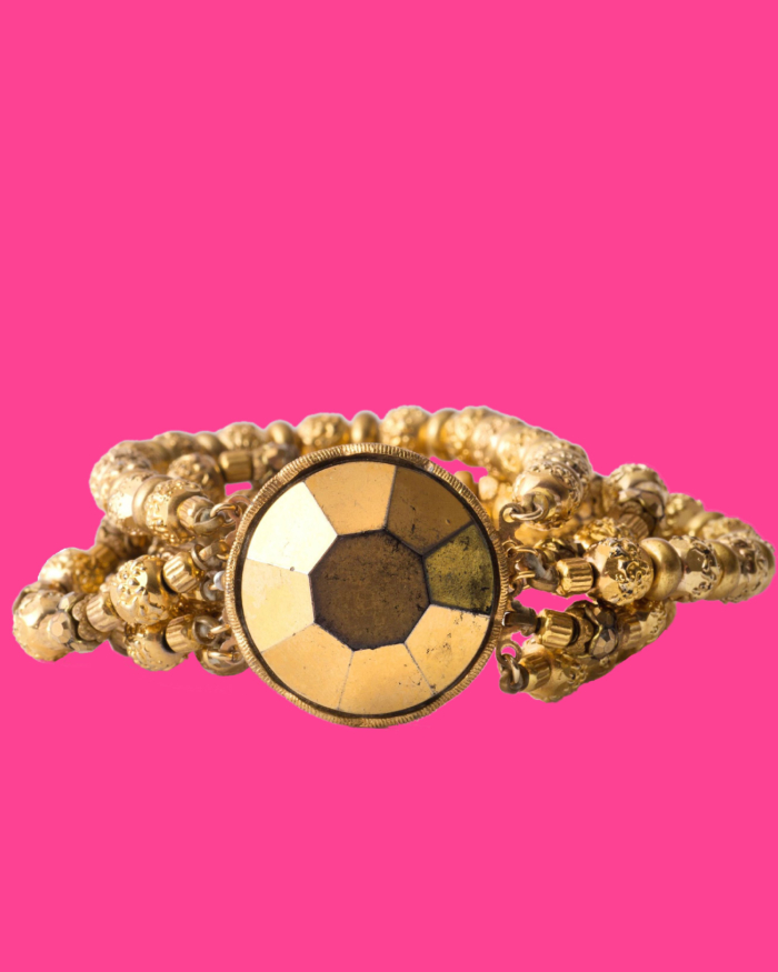 Victorian Gold Nailhead Beaded Bracelet by Alice Caviness, circa 1940's