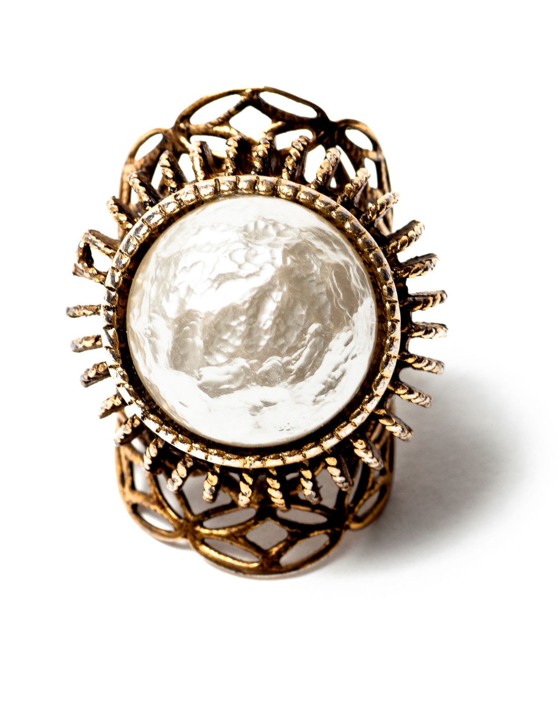 Japanese Baroque Pearl Framed Victorian Revival Statement Ring, circa 1960's