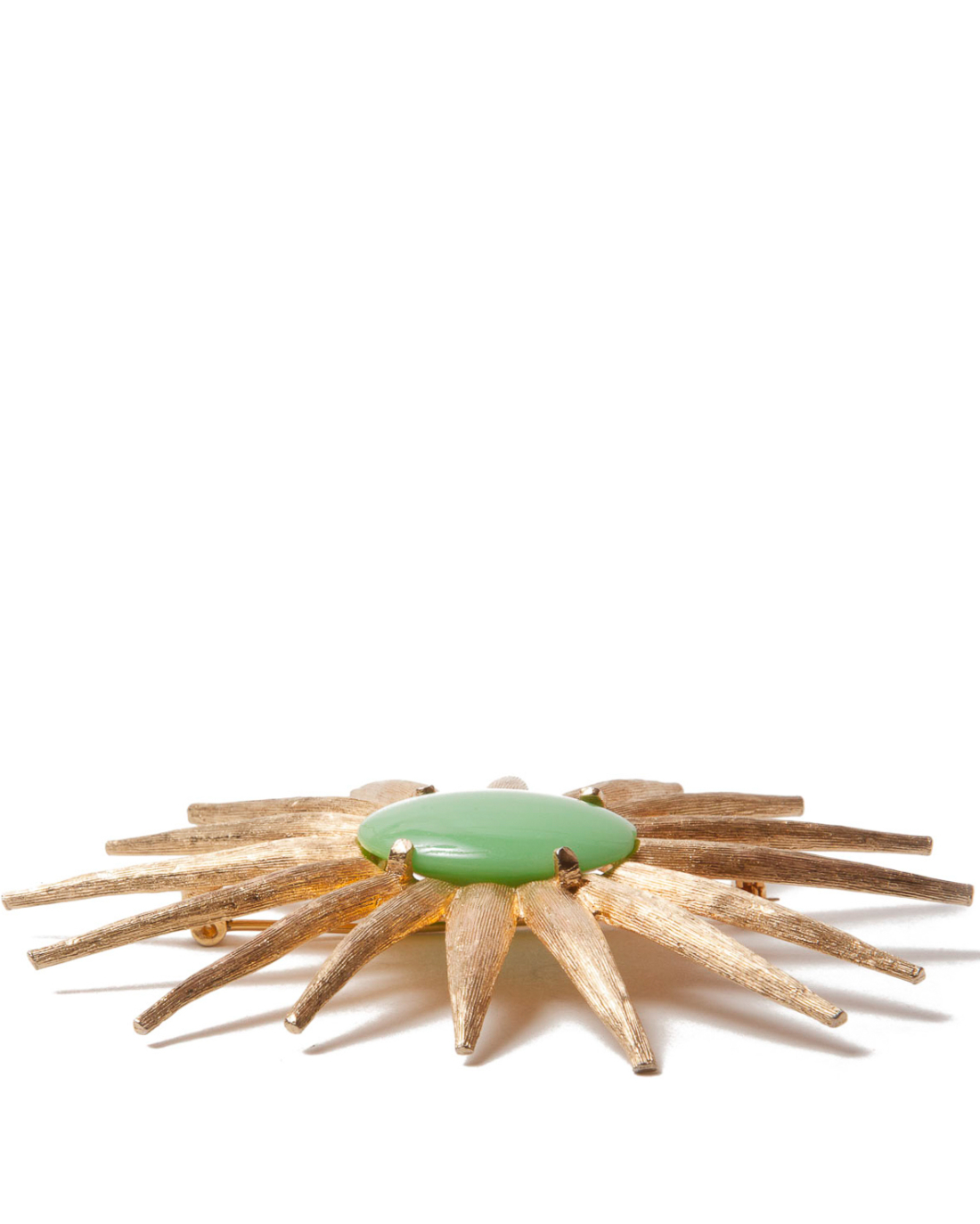 Matte Gold and Green Milk Glass Modernist Star Brooch, circa 1960's