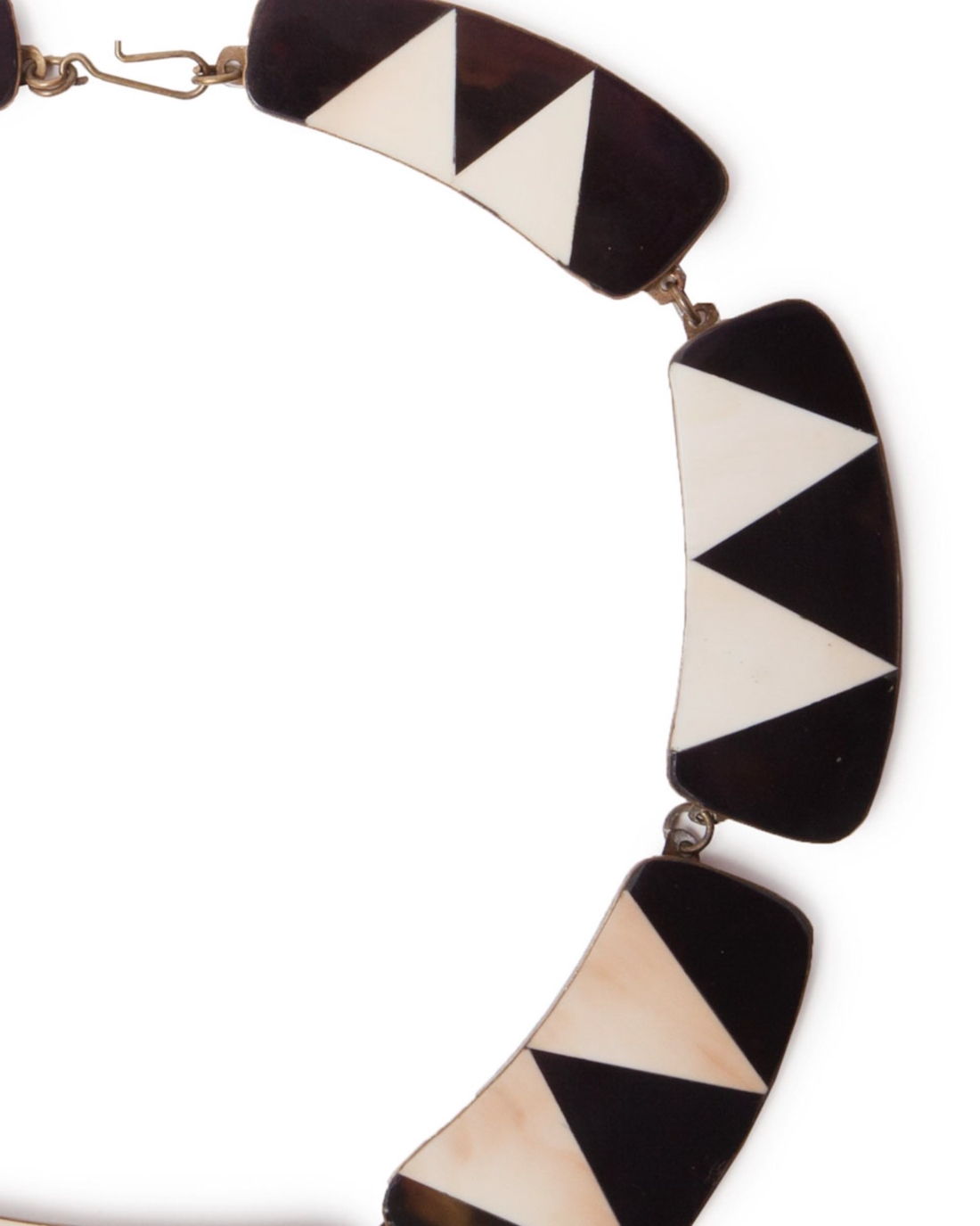 Mosaic Mother of Pearl and Black Onyx Inlaid Copper Necklace, circa 1970's