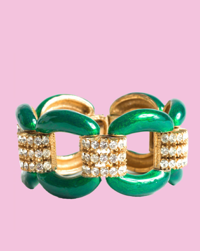 Regal Emerald Green Enameled Bracelet,by Ciner, circa 1960's