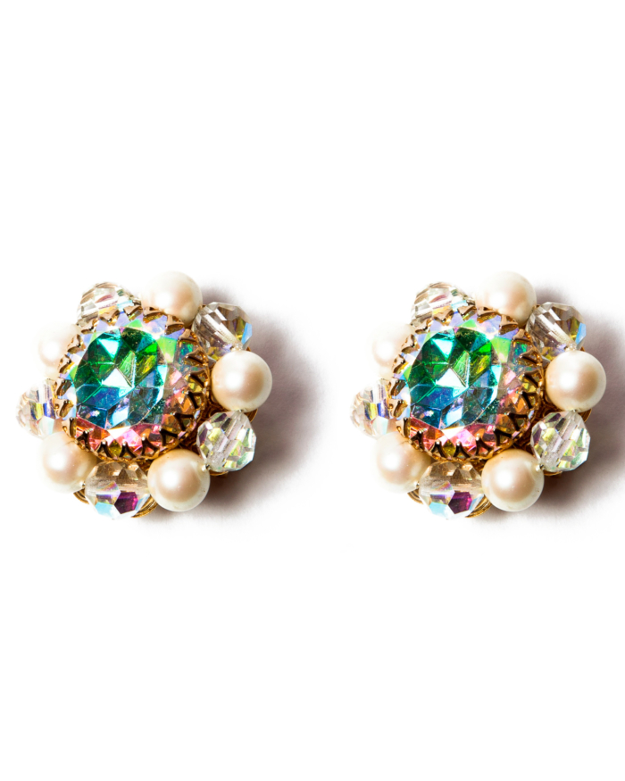 Vintage Park Lane Opal Cabochon Go Go Gold Earrings,