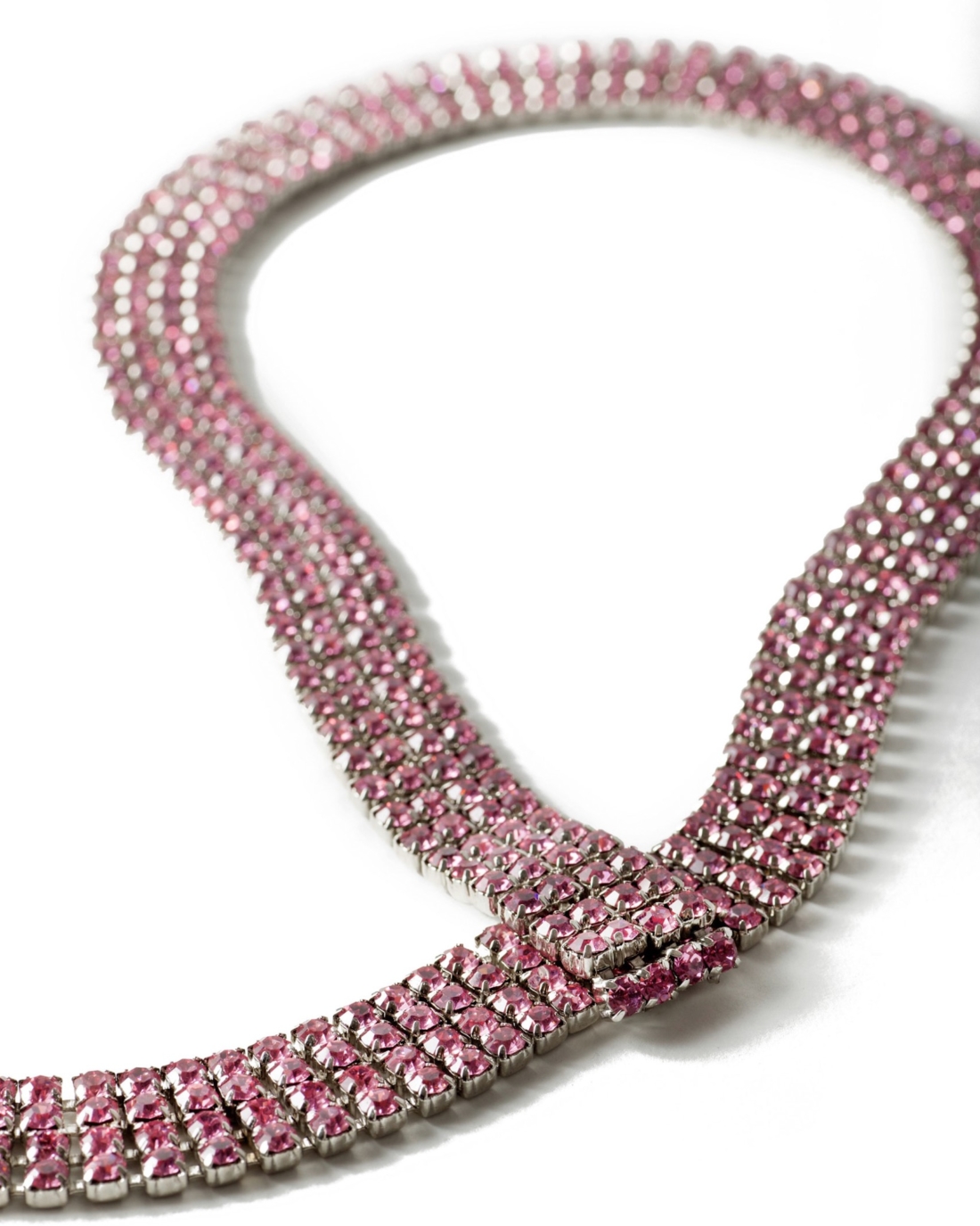 Pink Rhinestone Link Adjustable Tie