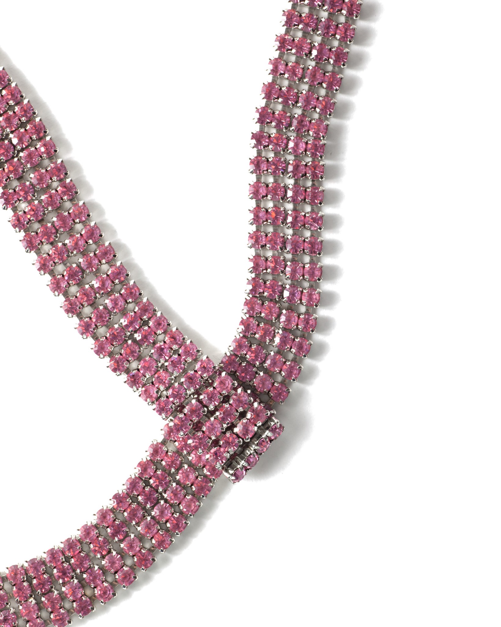Vintage Pink Rhinestone Necklace Unique Jeweled Couture Haute Tramp