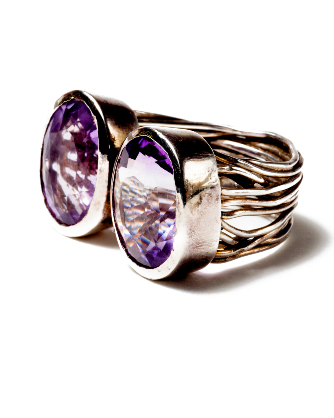 Double the Amethyst on the Sterling Silver Rocks Ring, circa 1990’s