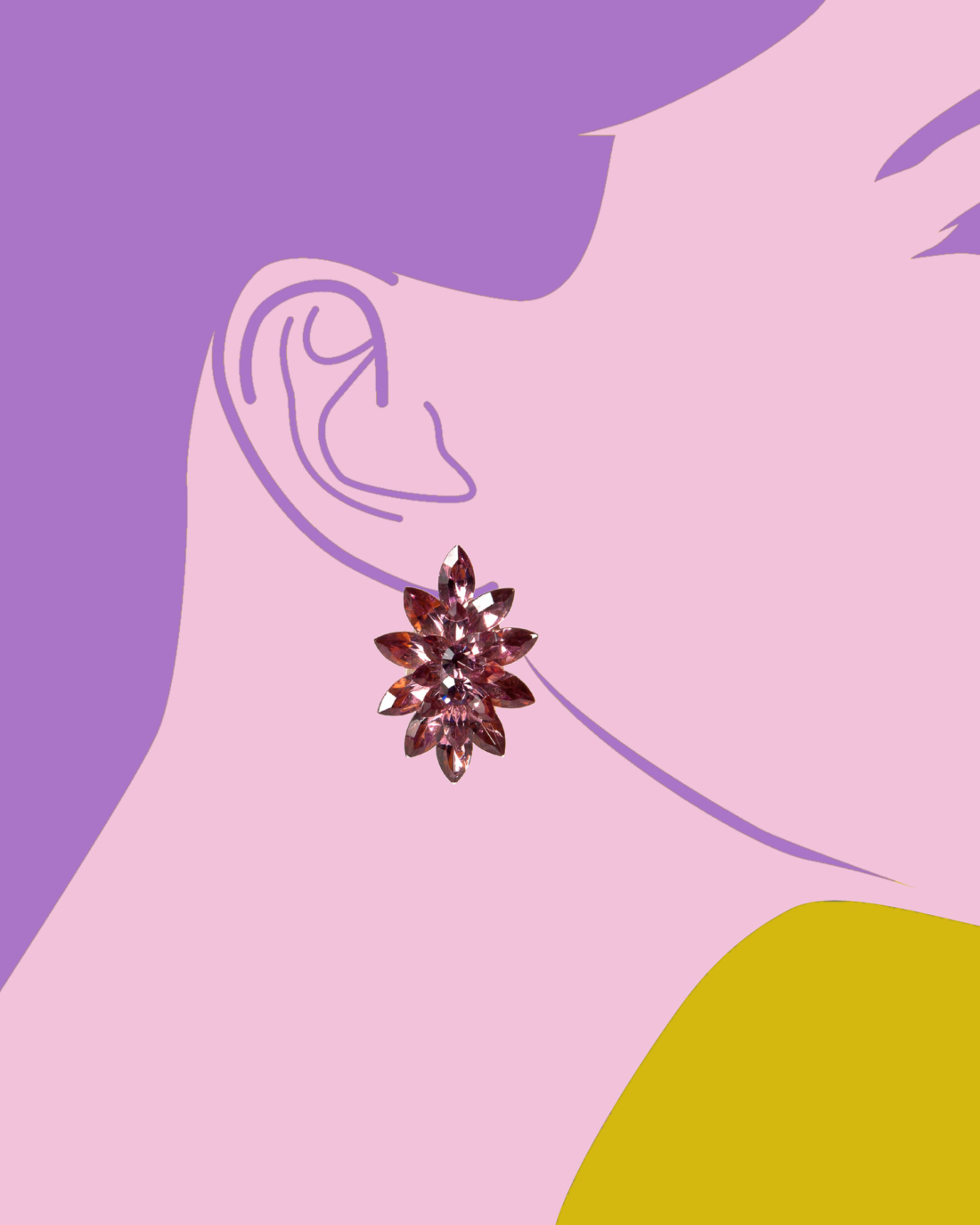 Vintage Purple Diamanté Marquis Cut Earrings, circa 1980’s