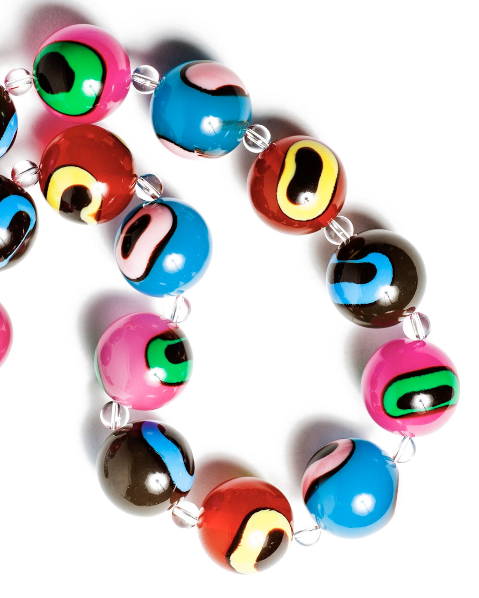 Vintage Rainbow Swirled Gumball Beaded Necklace