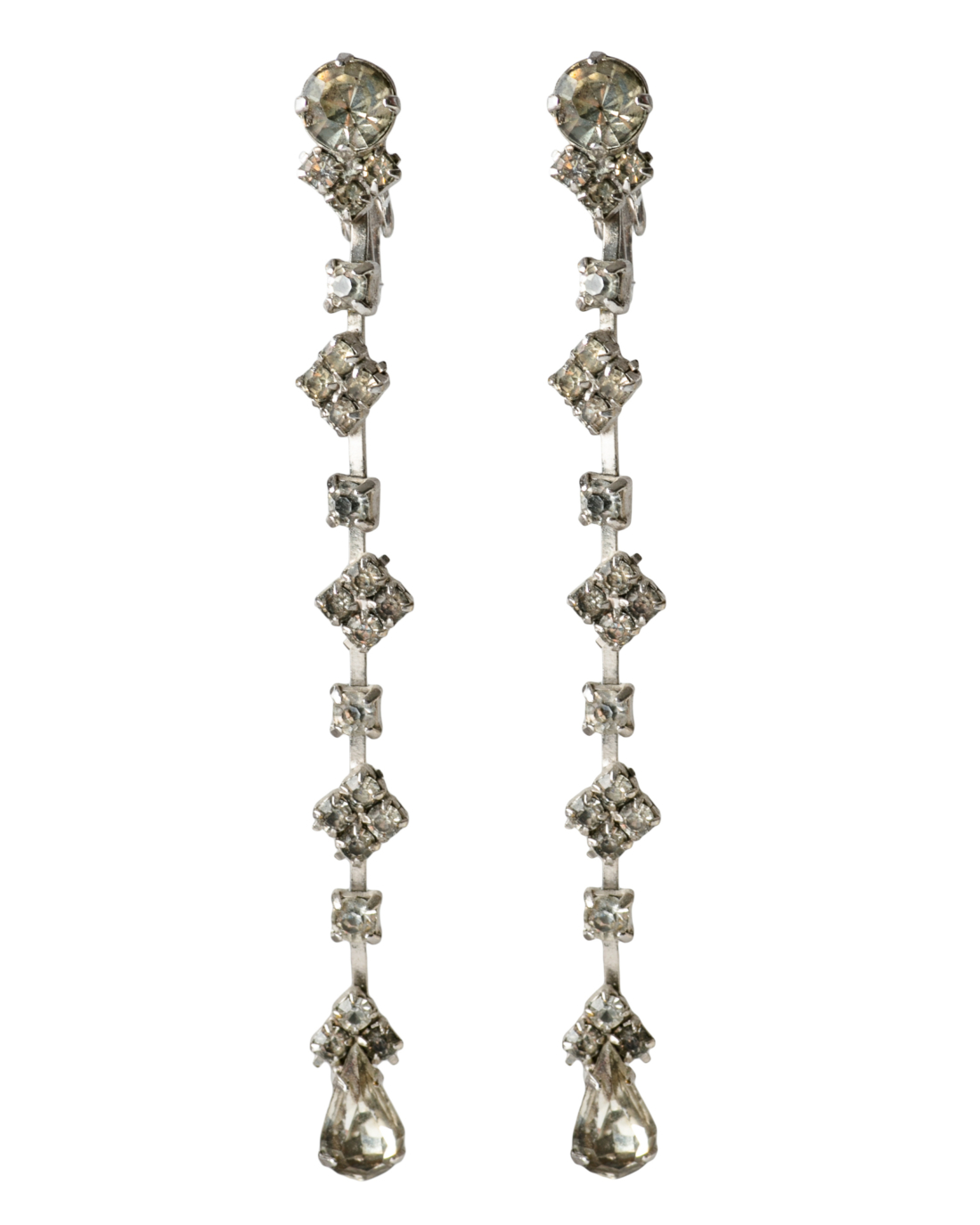 Art Deco Silver Paste Long Drop earrings, circa 1920’s