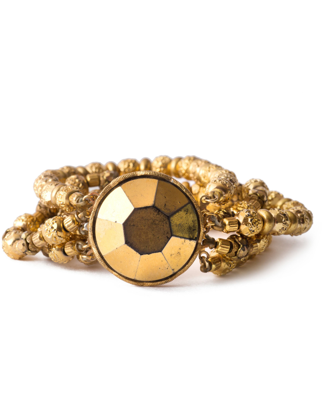 Victorian Gold Nailhead Beaded Bracelet by Alice Caviness, circa 1940's