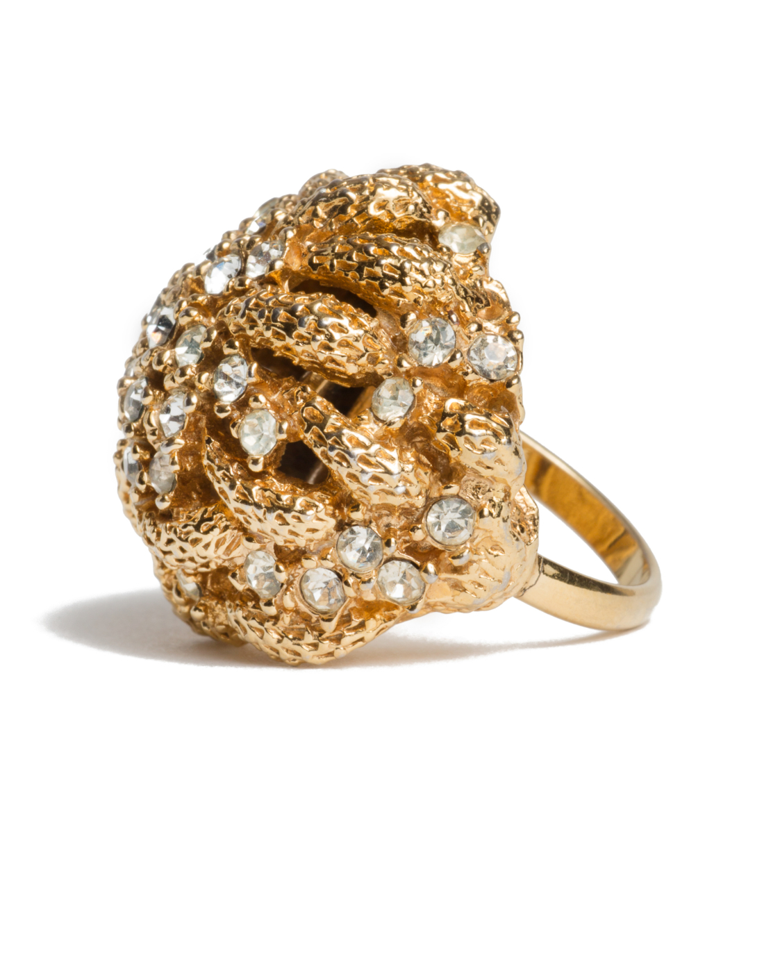 Vintage Gold and Rhinestone Holy Cluster Fabulous Cocktail Ring, circa 1950's
