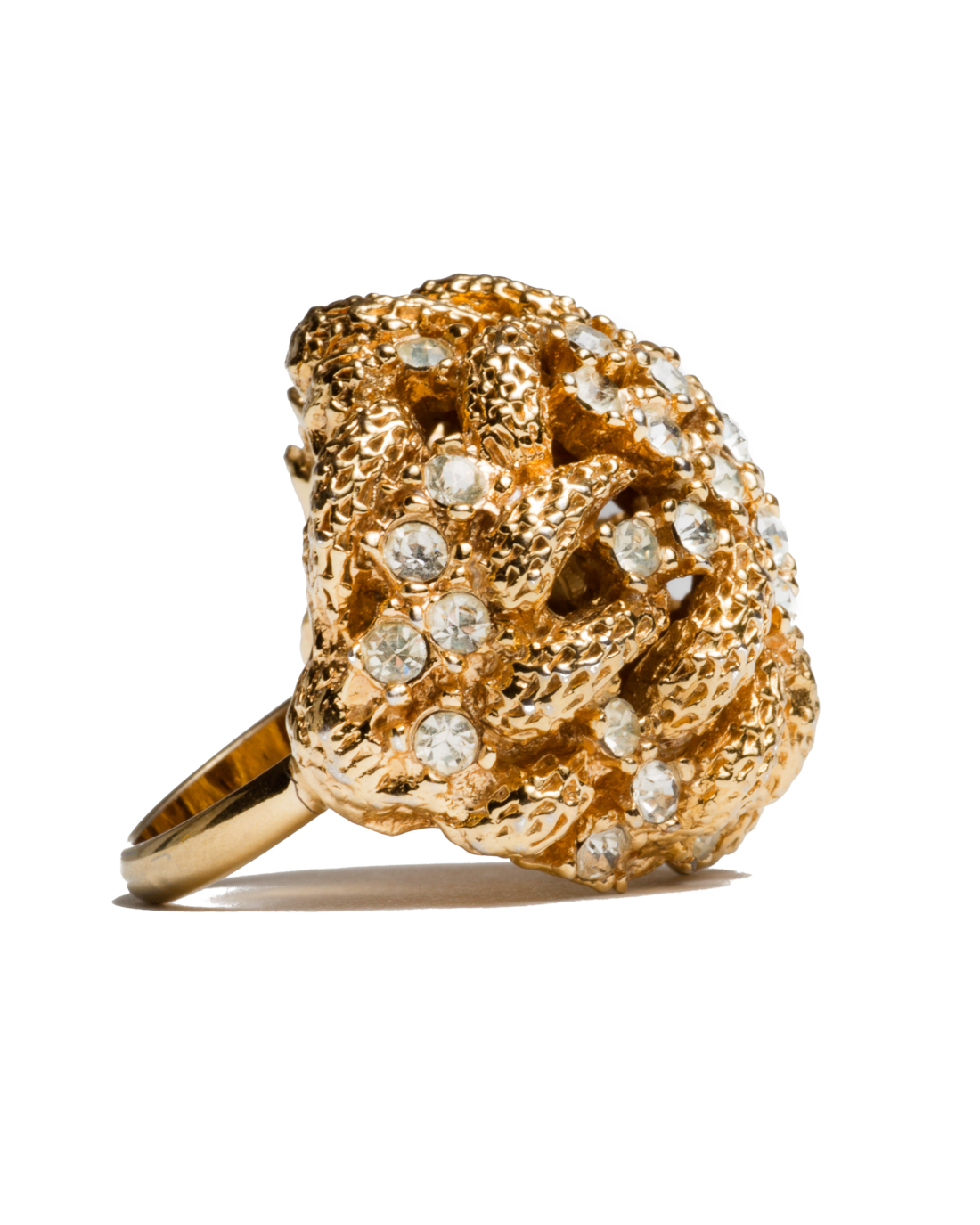 Vintage Gold and Rhinestone Holy Cluster Fabulous Cocktail Ring, circa 1950's