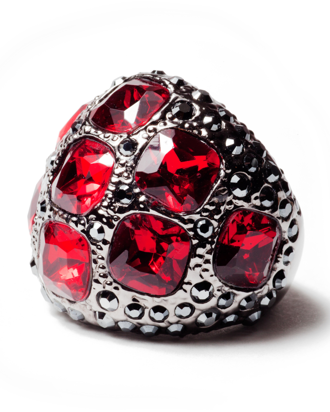 Sparkling Rebel Red and Gunmetal Ring, circa 1980’s