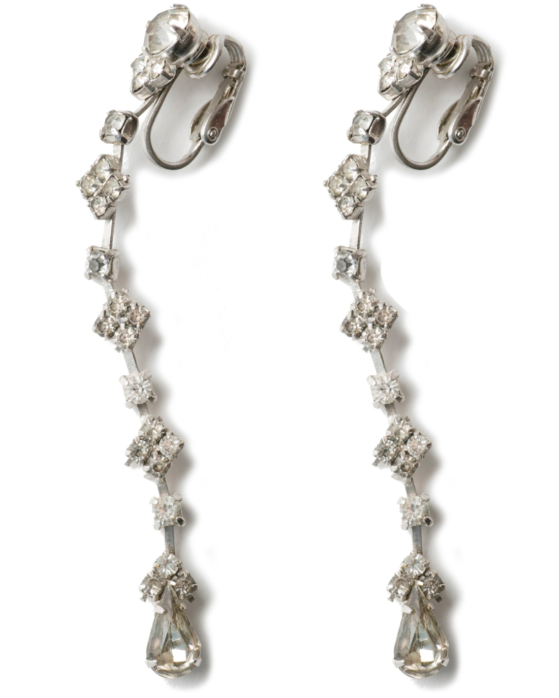 Vintage Art Deco Silver Paste Long Drop earrings, circa 1920’s