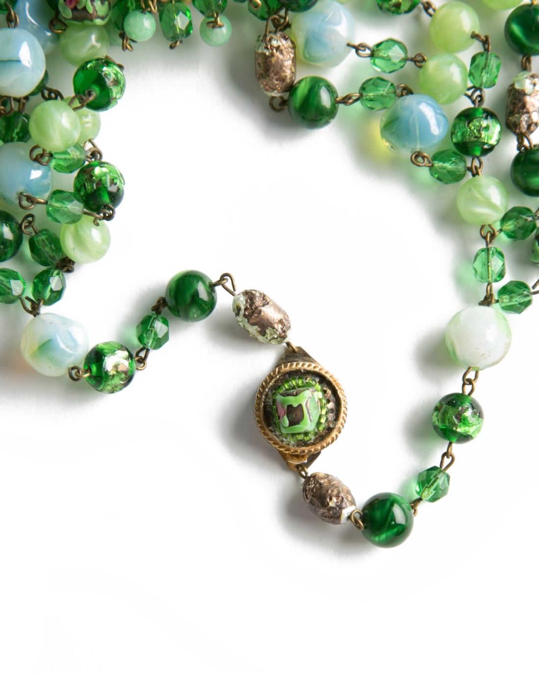 Couture Coppola e Toppo Green Italian Beaded Bib Necklace, circa 1960's