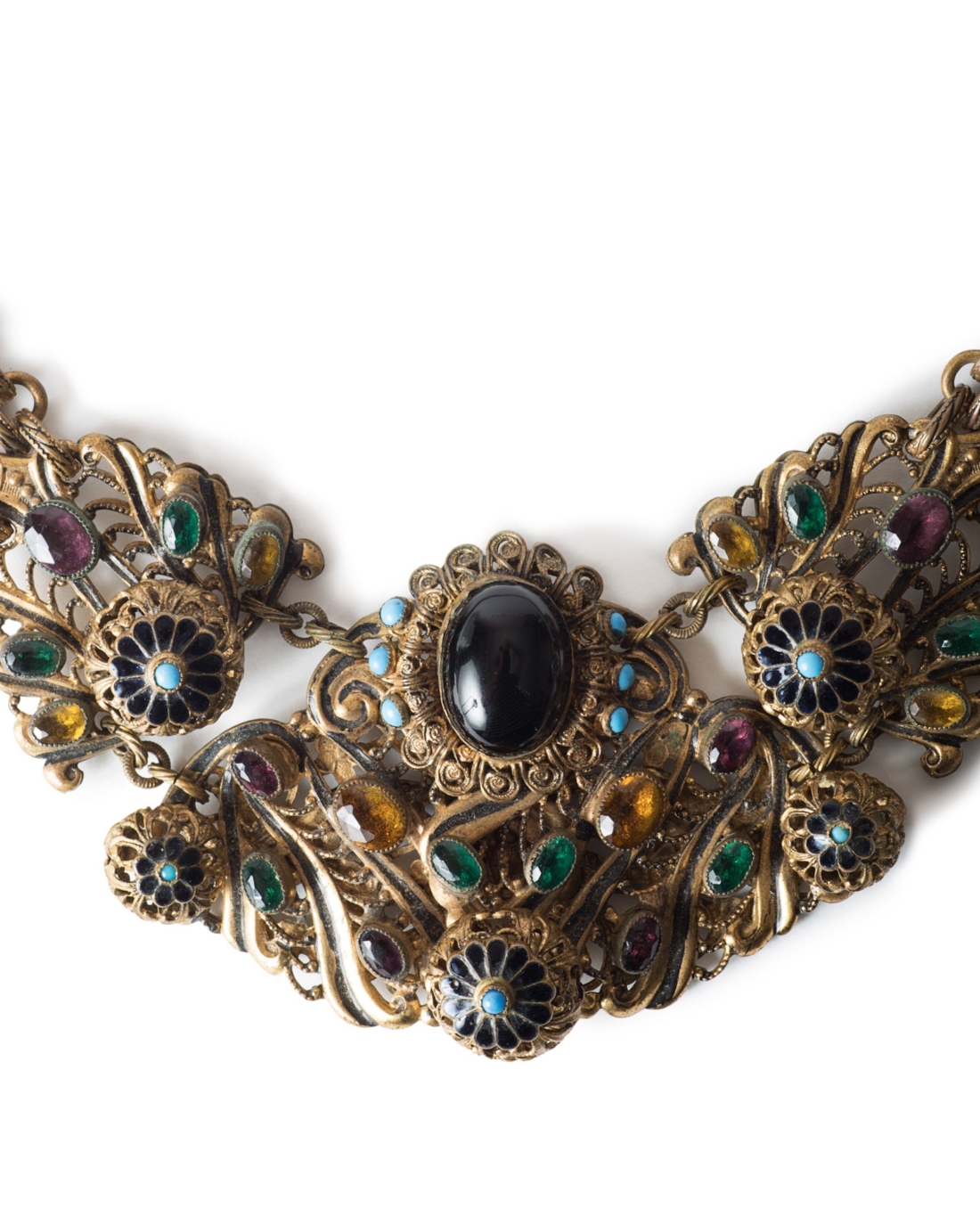 Exquisite Austro-Hungarian Enameled Necklace on Gingerbread Chain, circa 1930's