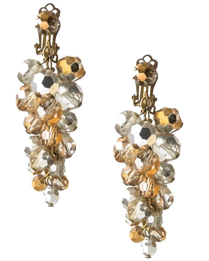 Vintage Silver Crystal Swag and Japanese Baroque Pearl Drop Earrings, circa 1950’s