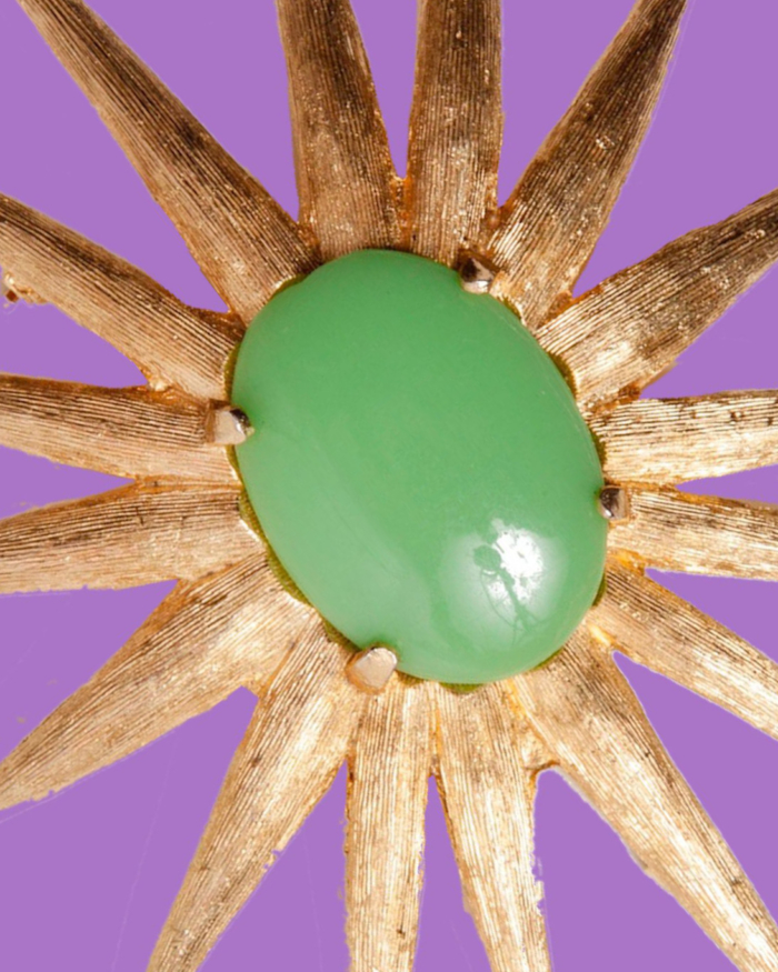 green milk glass sun brooch-1
